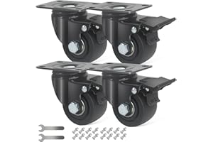 RRIUTO Roulette Charge Lourde 65MM avec Frein, Roulettes pour Meubles Roulettes Pivotantes Charge Lourde À 360 Degrés, pour Tous Les Sols, 4 Nylon Double Roulement Roulettes Jusqu'à 1500KG