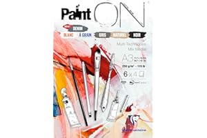 Clairefontaine 975411C - Bloc de papel de dibujo con 24 hojas 29, 7 x 42 cm, 250 g, colores surtidos (4 hojas en blanco, grano, gris, natural, negro y vaquero)