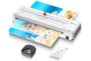BUYOUNGER Laminiergerät A3, 9-in-1 Laminiergerät mit 30 Stück für A3/A4/A5/A6, Heiß und Kalt Laminiergerat Set mit Eingebauter Papierschneider und Eckrunde für den Heimgebrauch, Schule, Büro und Restaurant