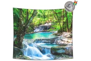 Enhome Arazzo da Parete Grande, 3D Paesaggio All'aperto Verde Stampa Nordico Moderno Arazzo da Muro Tappeti da Parete Naturale Decorazioni per Casa Camera Soggiorno (Foresta,150×130cm)