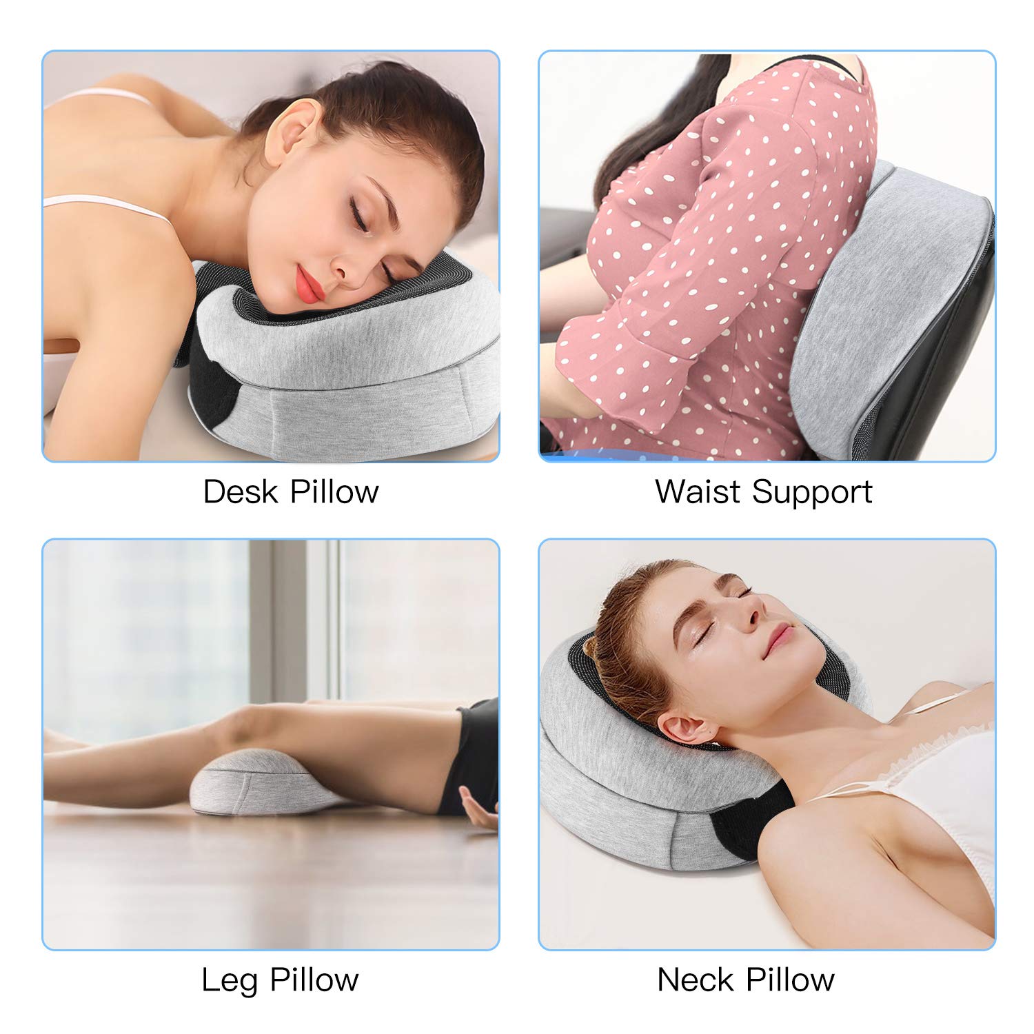 FYLINA-Oreiller-de-Voyage-en-Mousse--mmoire-de-Forme-avec-tui-de-Transport-Masque-pour-Les-Yeux-et-Bouchons-doreille-Confortable-et-Portable-pour-Avion-Train-Voiture-Voyage-Dormir