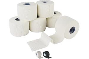 6 Rolls 5cm x 6.9m White | TIGERTAPES Tiger Tearable Elastic Adhesive Bandage - Easy Tear EAB Sports Tape for Medical Strapping, Knee Strapping, Elbow & Wrist and Rugby Lifting Tape
