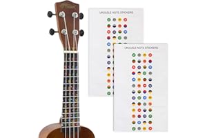 TIGER UKE-2-STICKER Foglio di adesivi per note per ukulele per principianti - Marcatori tastiera - 2 fogli
