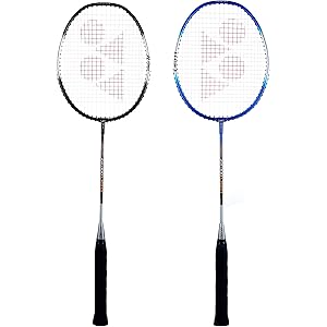 YONEX ZR 100 Light Aluminium Badminton Racquet with Full Cover (Black & Blue, Made in India) Set of 2