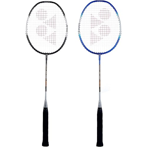 YONEX ZR 100 Light Aluminium Badminton Racquet with Full Cover (Black & Blue, Made in India) Set of 2