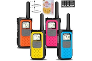 AWANFI 4 Piezas Walkie Talkie Recargable con 1200mAh Batería, Walkie Talkie para Adultos Niños, 16 Canales Walkie-Talkies con VOX, Walky Walky para Regalos Aventuras Camping Senderismo
