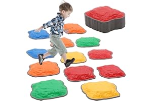 FORROBY 12PCS Balance Stepping Stones Kids Sensory,Non Slip Stepping Stones Toddler,Kids Obstacle Course,Stacking Indoor Play Balance Toys,Outdoor Activity Equipment,Special Needs Developmental Girls Boys