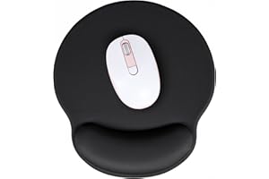 Hsurbtra Ergonomic Mouse Pad with Wrist Rest Support, Gel Mouse Pads with Non-Slip PU Base, Pain Relief Memory Foam Mousepad for Laptop PC, Cute Office Supplies Desk Decro Accessories Jet Black