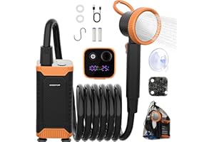 Uplayteck Ducha Portátil con Bomba, 8000mAh Ducha de Camping Portatil Recargable con IPX8 Impermeabilización y con Pantalla Temperatura, Set de Ducha Electrica para Acampar, Viajes y Playa