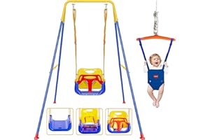 FCOUMY 2 in 1 Toddler Swing ＆ Jumper, Swing Set for Indoor/Outdoor, Baby Jumpers and Bouncers, Easy to Assemble & Store, Suitable for Children