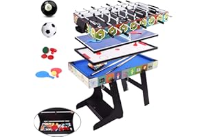 OYE Table Multiple Jeux 4 en 1 Pliante-Billard, Tennis de Table, Babyfoot, Hockey