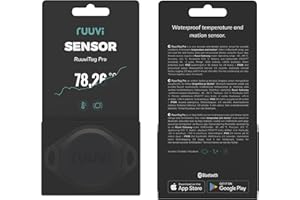 Ruuvi Tag Pro 2 en 1 inalámbrico Bluetooth temperatura (°C/°F) y sensor de movimiento. Alertas e historial. Aplicaciones gratuitas para Android/iOS. Se integra con Victron, Homey y Home Assistant.
