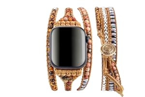 Dochais Bransoletki z koralikami w stylu boho, wielowarstwowe, ręcznie plecione, kompatybilne z Apple Watch 45/44/41/40/38 mm, do iWatch SE serii 8, 7, 6, 5, 4, 3, 2, 1