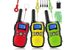 Wishouse Walkie Talkies for Kids Adults Rechargeable, Toys for 3 4 5 6 7 8 Year Old Boys Girls, PMR446 Kids Radios Long Range with Flashlight Lanyards, Camping Birthday Xmas Gifts Presents 3 Pack