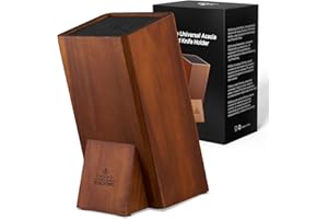 ENOKING Universale Ceppo Coltelli da Cucina, Porta Coltelli Cucina in Legno d'acacia, Ceppo Coltelli con Setole in Plastica Rimovibili, Portacoltelli da Cucina per Bancone da Cucina