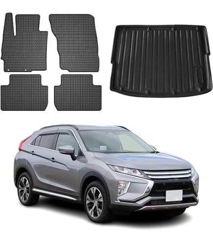 4-delige autovloermatten voor Mitsubishi Eclipse Cross 2018 2019 2020 2021 2022 2023, premium lederen all-weather voor achter waterdichte antislip vuilmat,B-Blackbeige