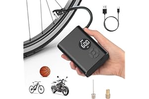 Gerbala Pompa per Bicicletta Elettrica Portatile, 130 PSI Mini Compressore Bici con Display Digitale e Luce LED, Valvole Presta e Schrader, Ideale per E-Bike, MTB, Bici da Corsa e Palloni
