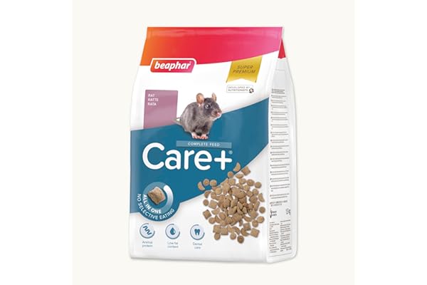 Beaphar – Care+ – Alimentation Super Premium extrudée pour Rat – Extrait de thé Vert – Proteines animales – Haute digestibilité – Participe à l’Usure Naturelle de Dents – sans sucres ajoutés – 1,5kg