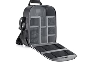 Neewer, Zaino imbottito flessibile per fotocamera, antiurto, con scomparti, per fotocamere SLR, reflex, mirrorless e relativi obiettivi, flash, telecomando per scatto a distanza (grigio all’Interno)