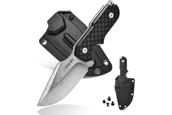 Omesio M-ZS21 EDC Fast Blad Spanto 5CR13MOV Full Tang Kydex | Fastbladskniv med Spanto-blad i 5CR13MOV-stål, PP-handtag, Kydex-slida och paracord för camping och jakt
