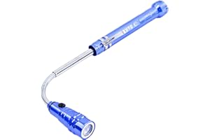 S&R Elastyczna, magnetyczna mini latarka LED – teleskopowa 150-370 mm, głowica magnetyczna i cokół, elastyczna łabędzia szyja, elastyczne ramię, baterie w zestawie