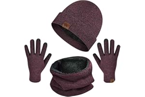heekpek Cappelli Invernali Uomo Cappelli da Uomo Invernali Sciarpa Guanti Touch Screen 3 Pezzi