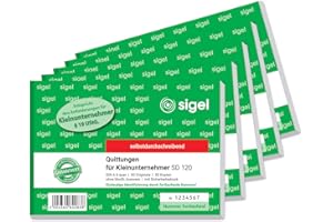 Sigel SD120 ricevute per piccolo imprenditore, con pressione di sicurezza, selbstdurchschreibend A6 quer 5 pezzi
