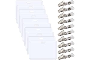 PEIQIUP Namensschilder (10 Stück), 100 * 62 mm Kunststoff Namensschild, Mit Clip, Transparente PVC, Für Büro Schule Reisen