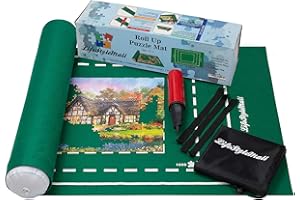 LifeStyleMall Jigsaw Mat - 1500 Pieces - Green Felt - Classic Style - Portable Puzzle Mat - 1 Set - 1 Item - 1500 Pieces - 1 Count - 12 - Adult
