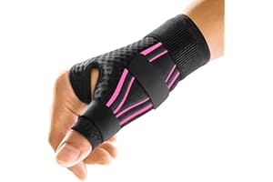 FREETOO Ergonomical Thumb Support for Arthritis, Breathable and Soft Thumb Splint, Right Hand or Left Hand Thumb Brace for Trigger Thumb,Tendonitis,Sprain.Fit both Women and Men(S/M Pink/Black)