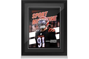tutata Sports Magazine Frame, Fits Measuring 8.0 x 10.5 or 8.5 x 11.25 Inches Magazine Display, Deep Frame Moulding, (Black, Black Mat)
