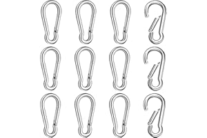 Nutabevr 12 pièces Mousqueton en acier inoxydable 304, Fermeture à ressort avec mousqueton, robuste sans œillet Crochets de ressort, pour Sports, clé à gratter, Chiens de Serrure