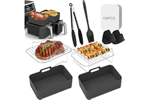 RHM Lot de 9 accessoires de friteuse à air comprimé de grande taille, accessoires pour friteuse à air double Ninja Foodi Dual AF400UK AF500UK10.4L, AF451UK 9,5 L, Devology MONCOOK 10 L et plus grande,