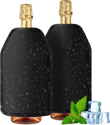 Badaren Refroidisseurs De Bouteille De Vin - Manchons Rafraîchissants Noir Pour Vin, Champagne Et Soda - Idéal Fêtes Et Pique-Niques