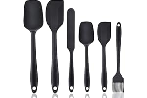 THIMMAMMA Silicone Spatula, 6 Pieces Non Stick Seamless Spoon Brush Jar Spatula Kitchen Utensils for Cooking Baking, 392 Degrees Fahrenheit Heat Resistant BPA Free Silicone Spatulas Set Dishwasher Safe