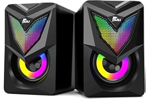 njsj NJSJRGB Compact Enceinte PC 2.0 Compacte pour PC et Ordinateur Portable (6 Watt), LED Lumineuse pour Ordinateurs de Bureau,Moniteur