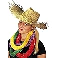 Smiffys Beachcomber Hawaiian Straw Hat, Straw , Hawaiian Luau Fancy Dress, Adult Dress Up Hats