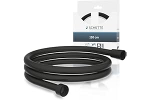 SCHÜTTE Duschschlauch 1,5m | Brauseschlauch mit Verdrehschutz Dusche mit 150cm Länge aus Kunststoff | Duschkopf-Schlauch mit Universalanschluss | Schwarz