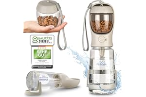 Fellnase Dog Water Bottle for Travelling - with Stand to Prevent Spills and Feeder I 550 ml Water Bottle for Dogs and Cats I Water Bowl with Water Return Valve I Leak-Proof (Velvet Grey)