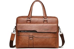FANDARE Men Briefcase Messenger Bag PU Leather Handbag Laptop Tote Fit 12.9 Inch Shoulder Bag for Work Professional Satchel Business Office College Travel Crossbody Light Brown