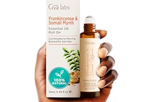 Gya Labs Frankincense and Somali Myrrh Essential Oil Roll on - 100% Pure Natural Frankincense Oil for Face, Myrrh Essential Oil for Skin, Body Ache Comfort, Aromatherapy Oil, Travel Size (10 ml)