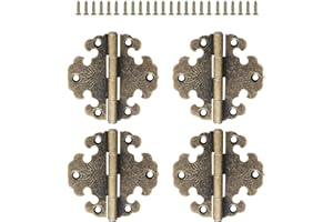 CIMOWN Zawias dekoracyjny - składane zawiasy doczołowe - zawiasy z czystego mosiądzu - mini zawias - antyczne brązowe małe zawiasy - zawiasy drzwiowe, do dekoracji szafek, szafek na wino, drewnianych drzwi,