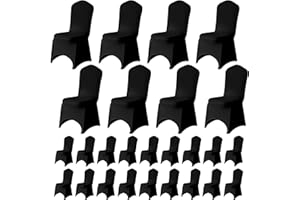 Trimming Shop Chair Cover Spandex Polyester Stretch Fabric Dining Slipcovers Washable & Removable Protective Wedding Chair Cover for Wedding Banquets Ceremony & Hotel Dinner (Black, Pack of 100)