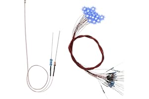 Evemodel 20 pezzi SMD LED 0402 blu precablato modello diodi lampada con tubo di regolazione della tensione con cavo PTFE da 50 cm per decorazione di modellismo