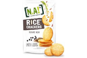 N.A! Nature Addicts - Rice Crackers Poivre Noir - 12 Sachets de 85 gr- Crackers Fins de Riz, Légers et Craquants - 60% de Matières Grasses en Moins que les Biscuits et Chips Apéritifs du Marché -