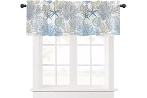 Ausing Tenda per fiori semitrasparente Cafe Bistro Tende per cucina, camera da letto, soggiorno, bagno, blu