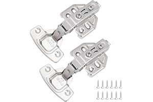 HICOOSEE 2 szt. zawiasów Softclose do drzwi szafek z śrubami, 35 mm zawiasy puszkowe ze stali nierdzewnej z amortyzatorem, do szafek kuchennych i garderoby