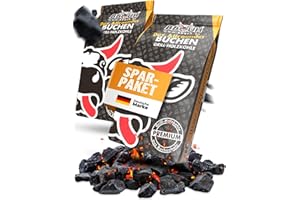 BRENNHOLZ-MOSER Grill Holzkohle Buche - 2x Grillkohle 10kg Säcke - Ideal für Grill & Smoker - Grillkohle Holzkohle in Steakhouse Qualität - Schnelles Anbrennen & langanhaltende Glutbildung - Buchenholz Aroma