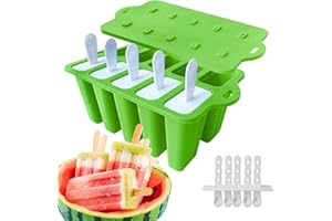 JDH SILICONE Eisformen Eis am Stiel,10 Eisformen Eis am Stiel Popsicle Formen Eis Selber Machen Formen Silikon Leicht zu lösende BPA-Freie Eis-Pop-Hersteller für Kinder und Erwachsene Stieleisformen