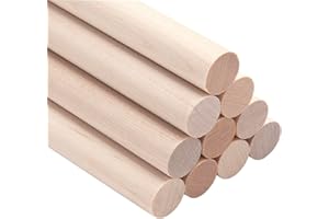 FACATH Wooden Dowel Dods Wood Dowels, 10 PCS 15mm x 30cm Round Wooden Sticks for Craft, Macrame Dowel, Unfinished Hardwood Sticks for Arts and DIYers, Crafting, Tiered Cake Support and Wedding Ribbon Wands
